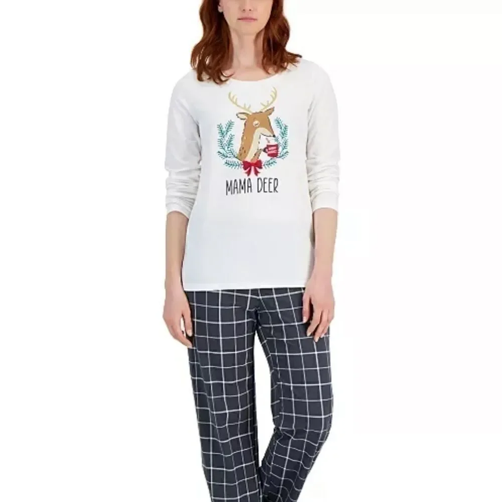 FAMILY PAJAMAS Matching Women's Mama Deer Mix It Family Pajama Set, grey New L